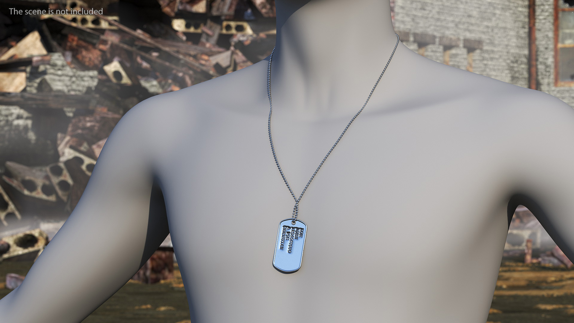 3D model Military Dog Tag with Title Hanging