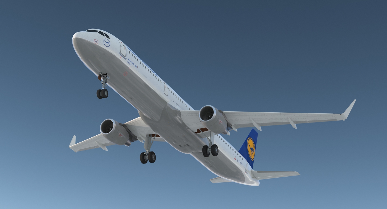 Airbus A321 with Interior and Cockpit Lufthansa Rigged 3D model