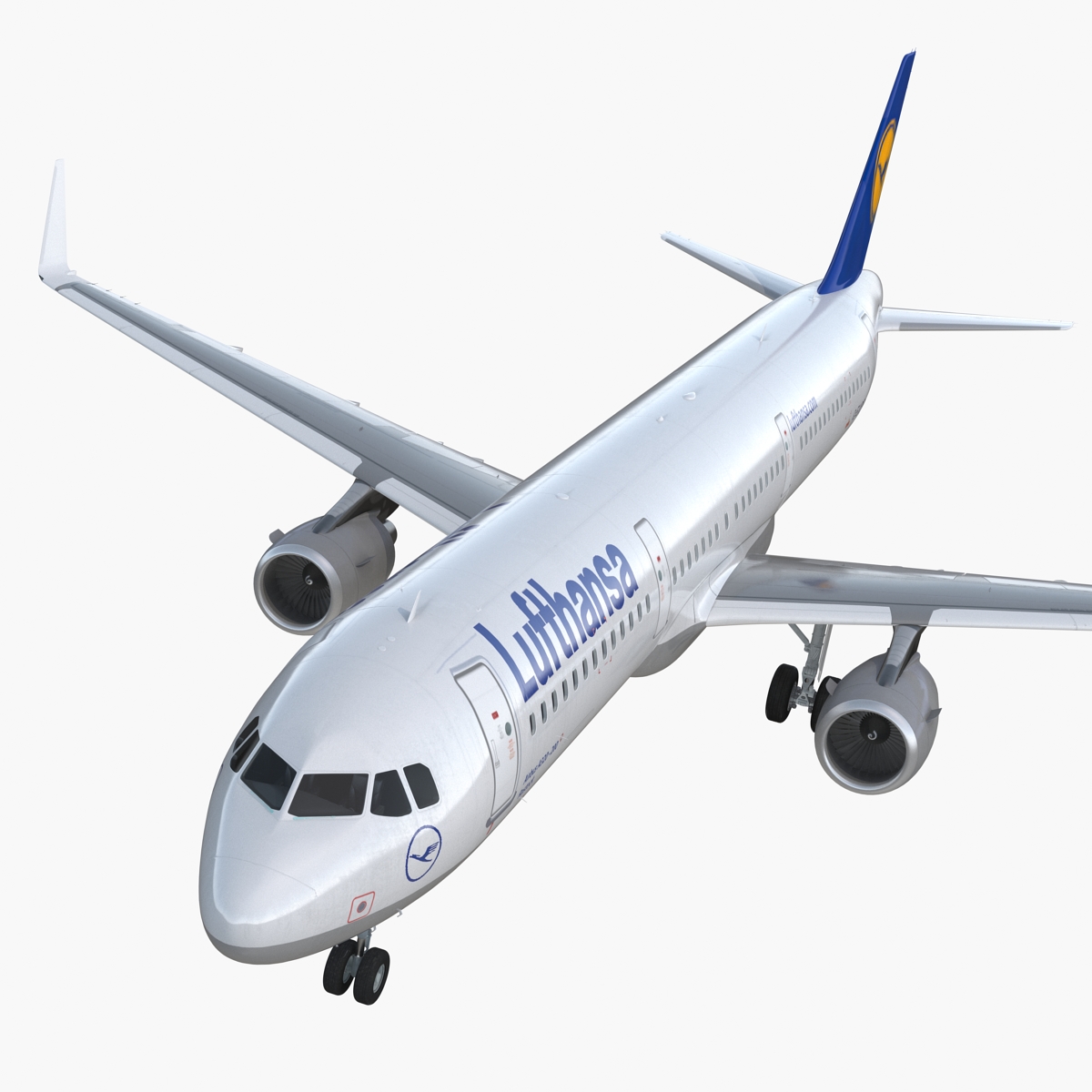 Airbus A321 with Interior and Cockpit Lufthansa Rigged 3D model