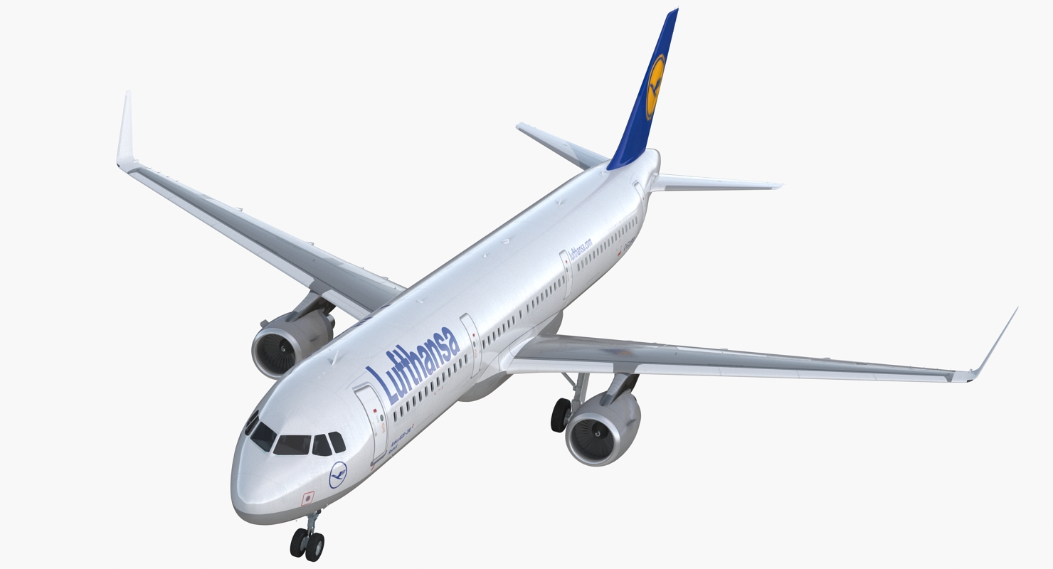 Airbus A321 with Interior and Cockpit Lufthansa Rigged 3D model