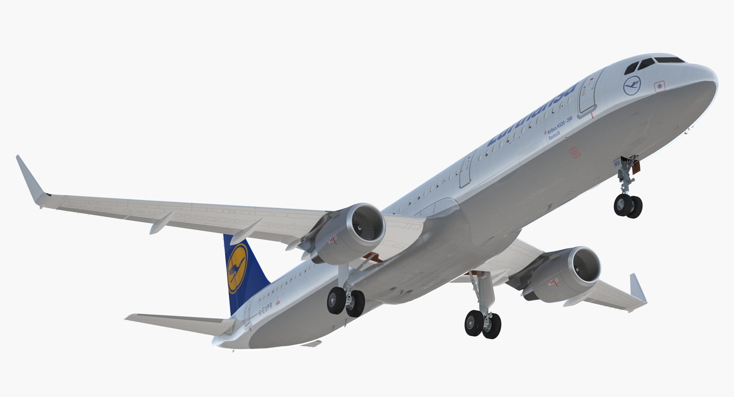 Airbus A321 with Interior and Cockpit Lufthansa Rigged 3D model