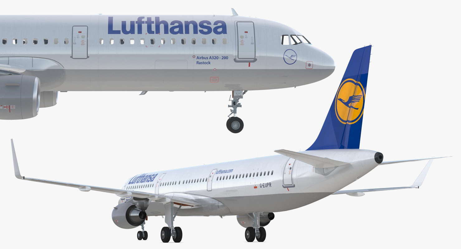 Airbus A321 with Interior and Cockpit Lufthansa Rigged 3D model