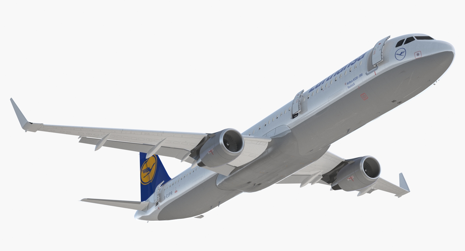 Airbus A321 with Interior and Cockpit Lufthansa Rigged 3D model