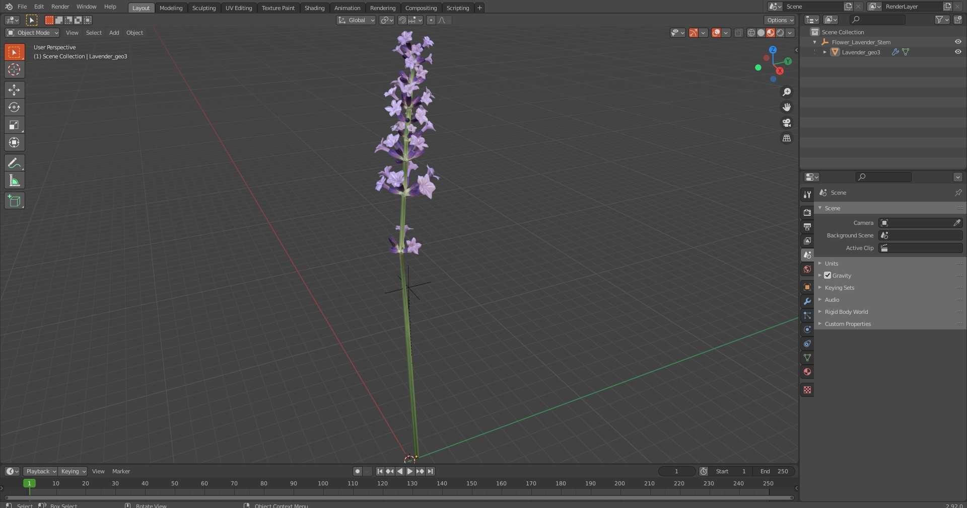 3D model Flower Lavender Stem