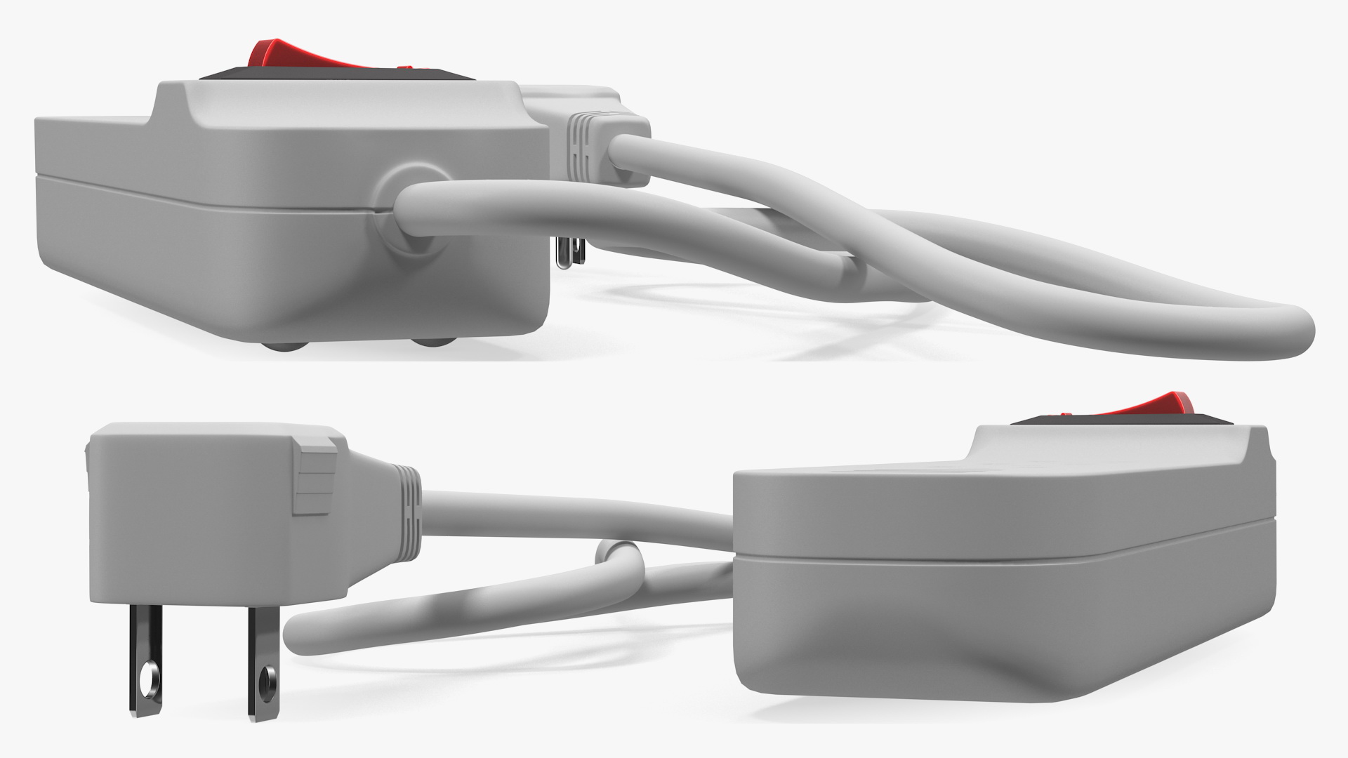 Mini Power Strip with 3 USB Charging Ports 3D