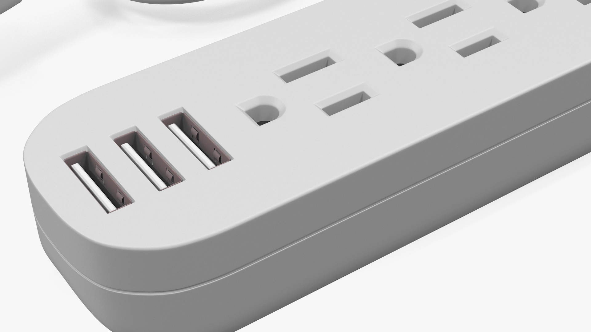 Mini Power Strip with 3 USB Charging Ports 3D