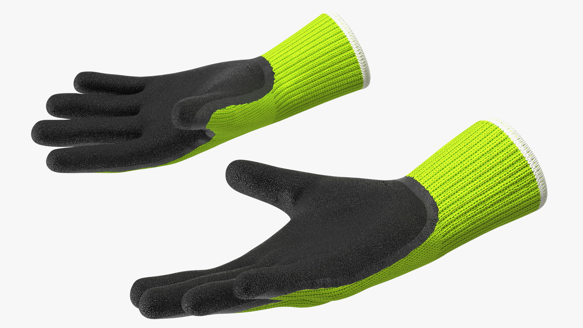 3D Safety Work Gloves Green Rigged