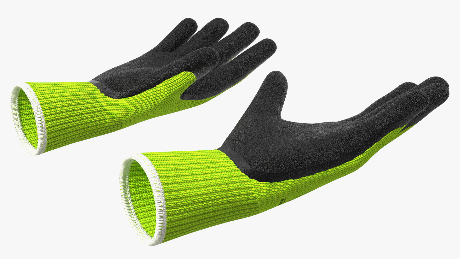 3D Safety Work Gloves Green Rigged