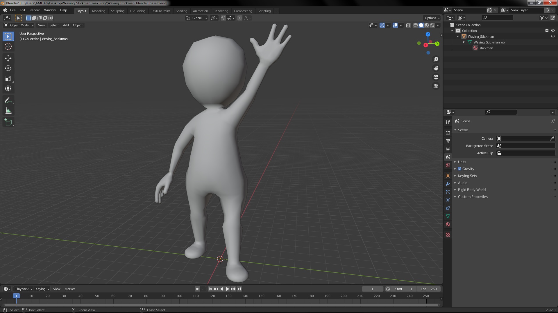 3D model Waving Stickman