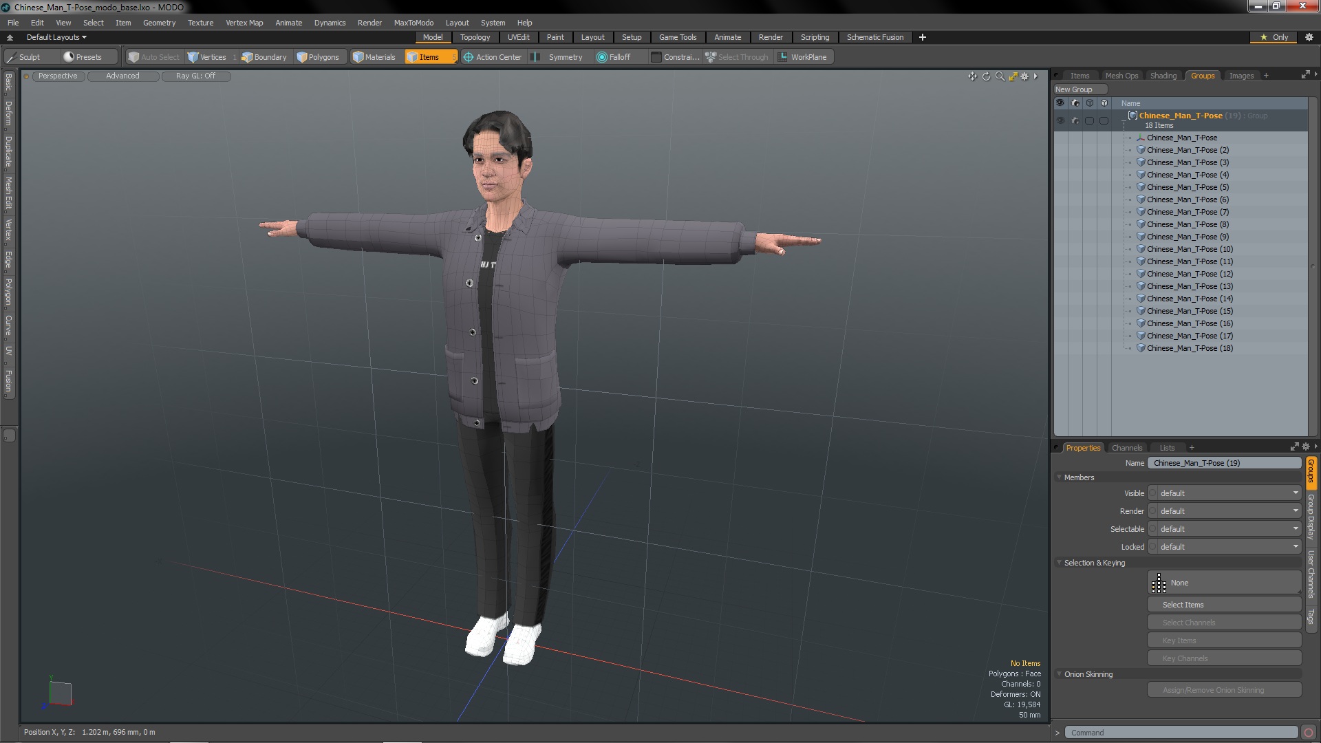 3D Chinese Man T-Pose model