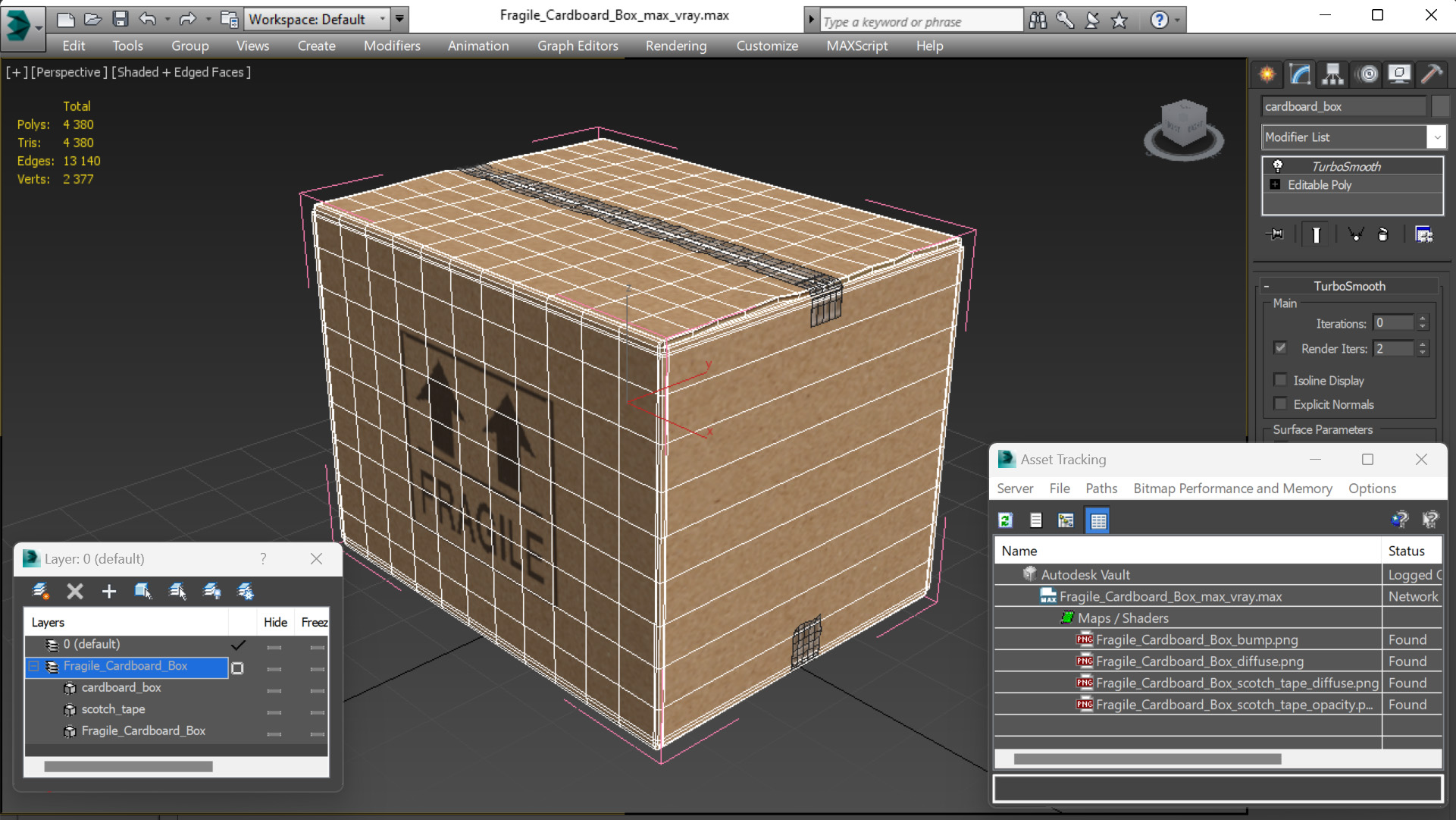 3D Fragile Cardboard Box