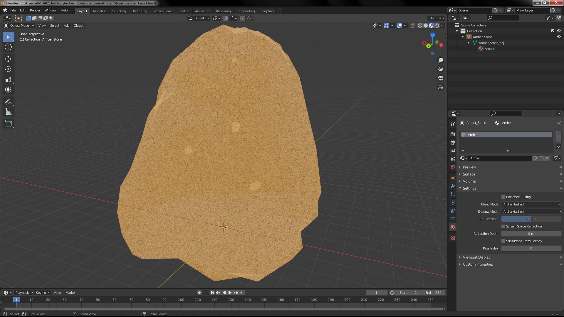 3D Amber Stone