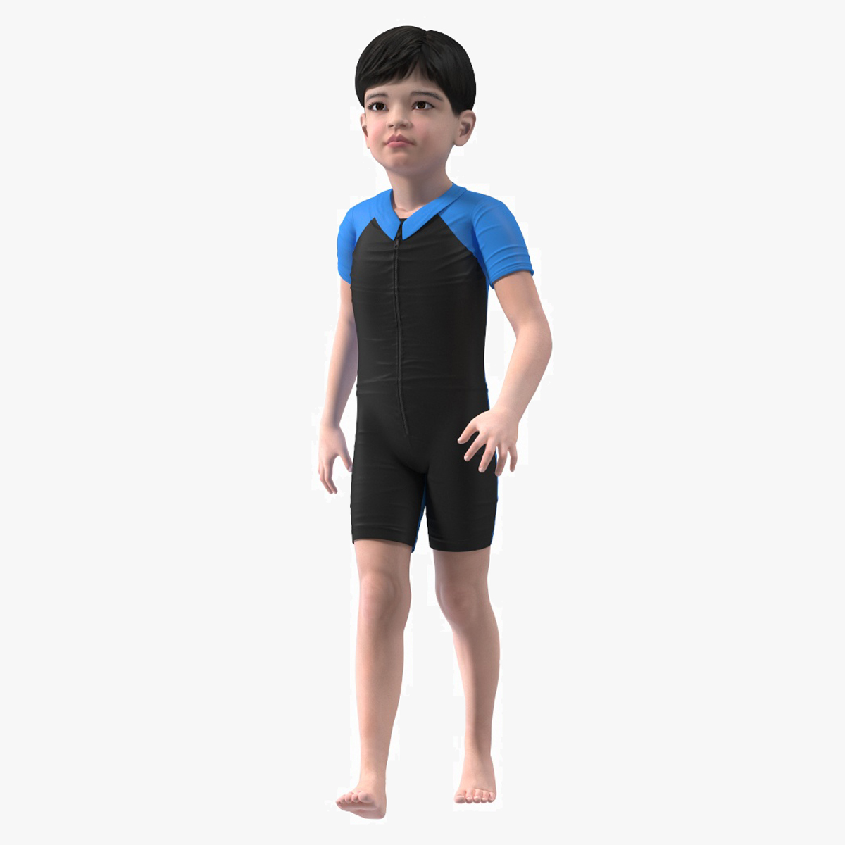 3D model Asian Child Boy Swimwear Rigged for Cinema 4D
