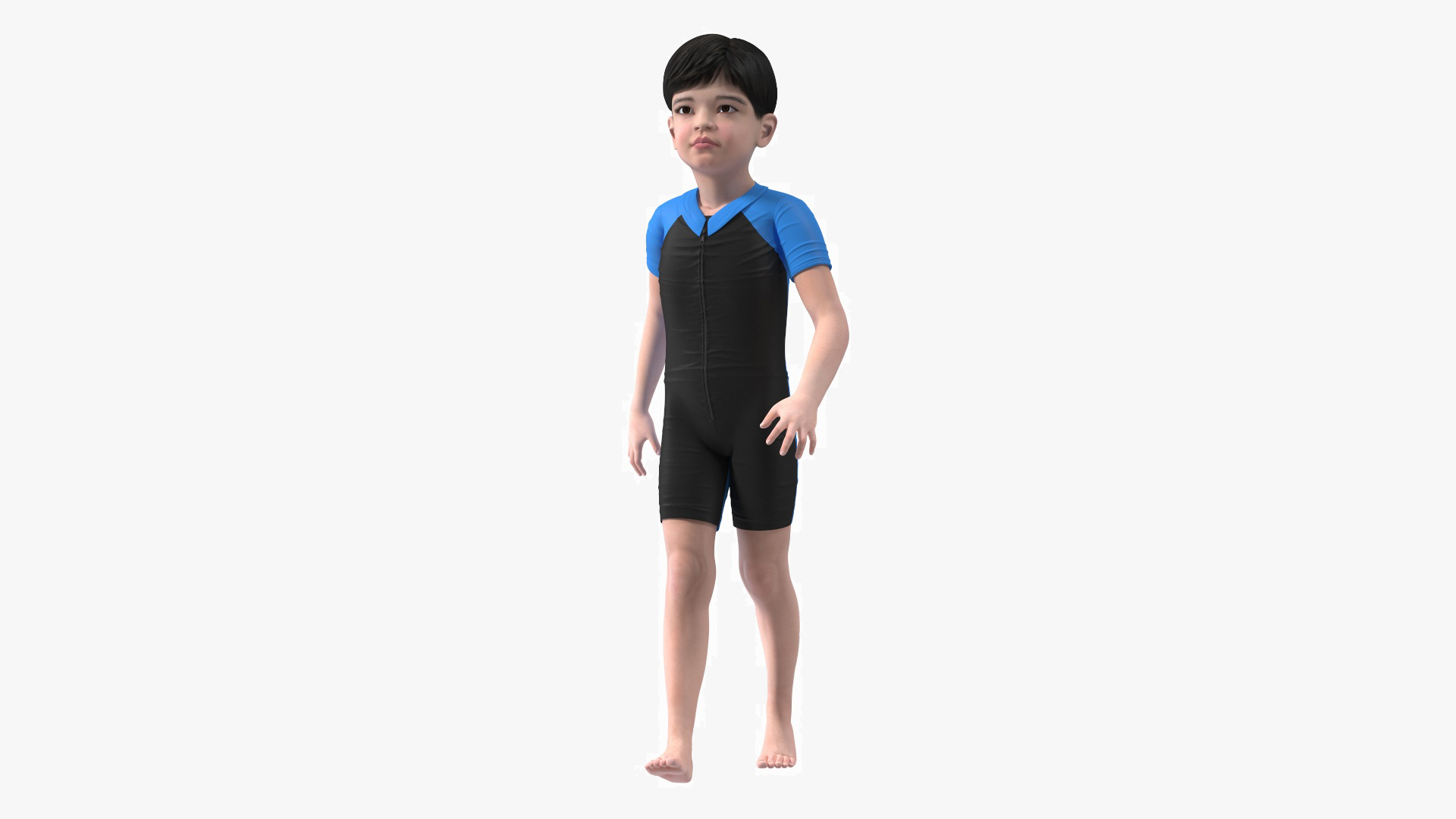 3D model Asian Child Boy Swimwear Rigged for Cinema 4D