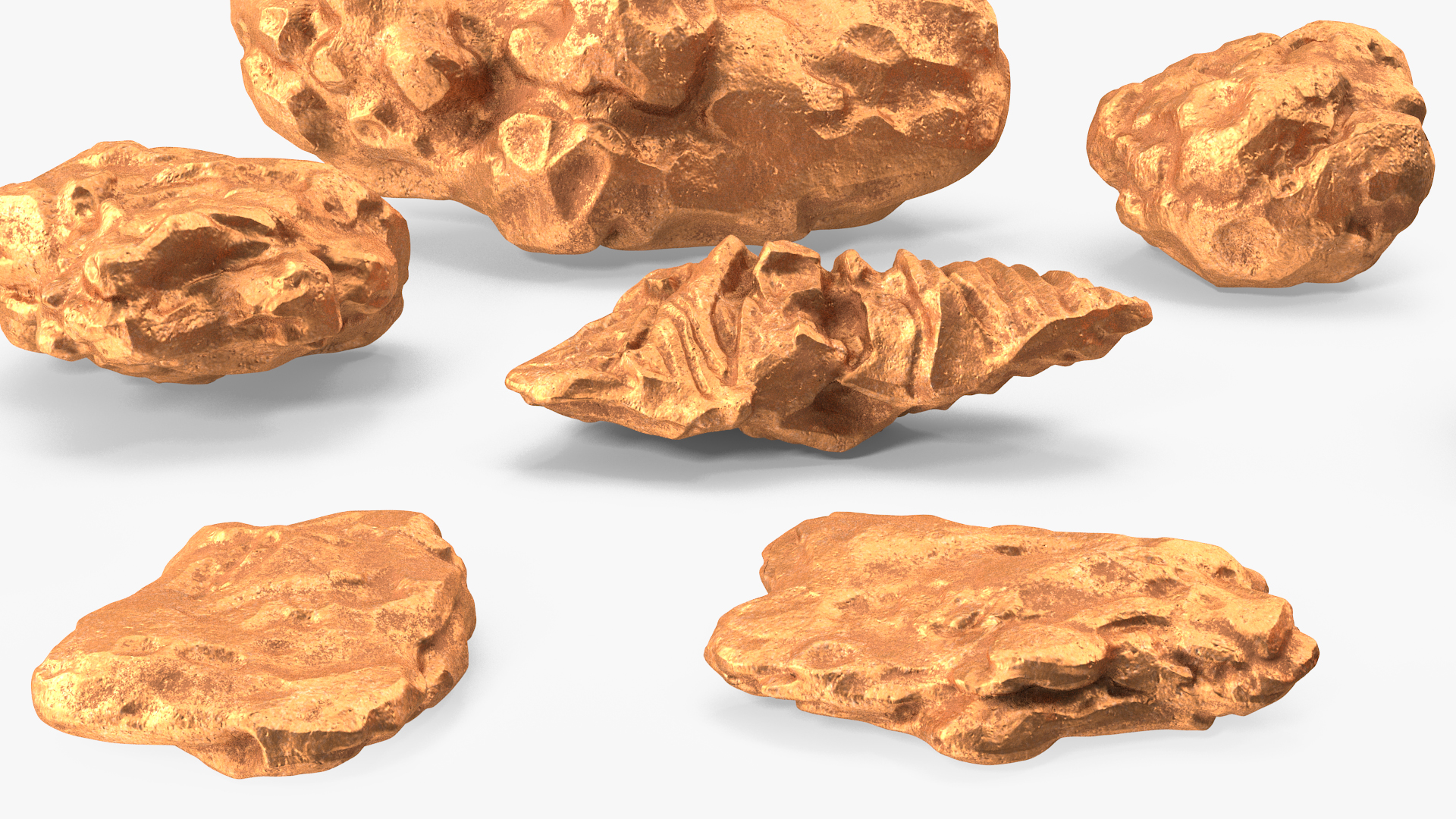 Copper Natural Minerals Stones Set 3D model