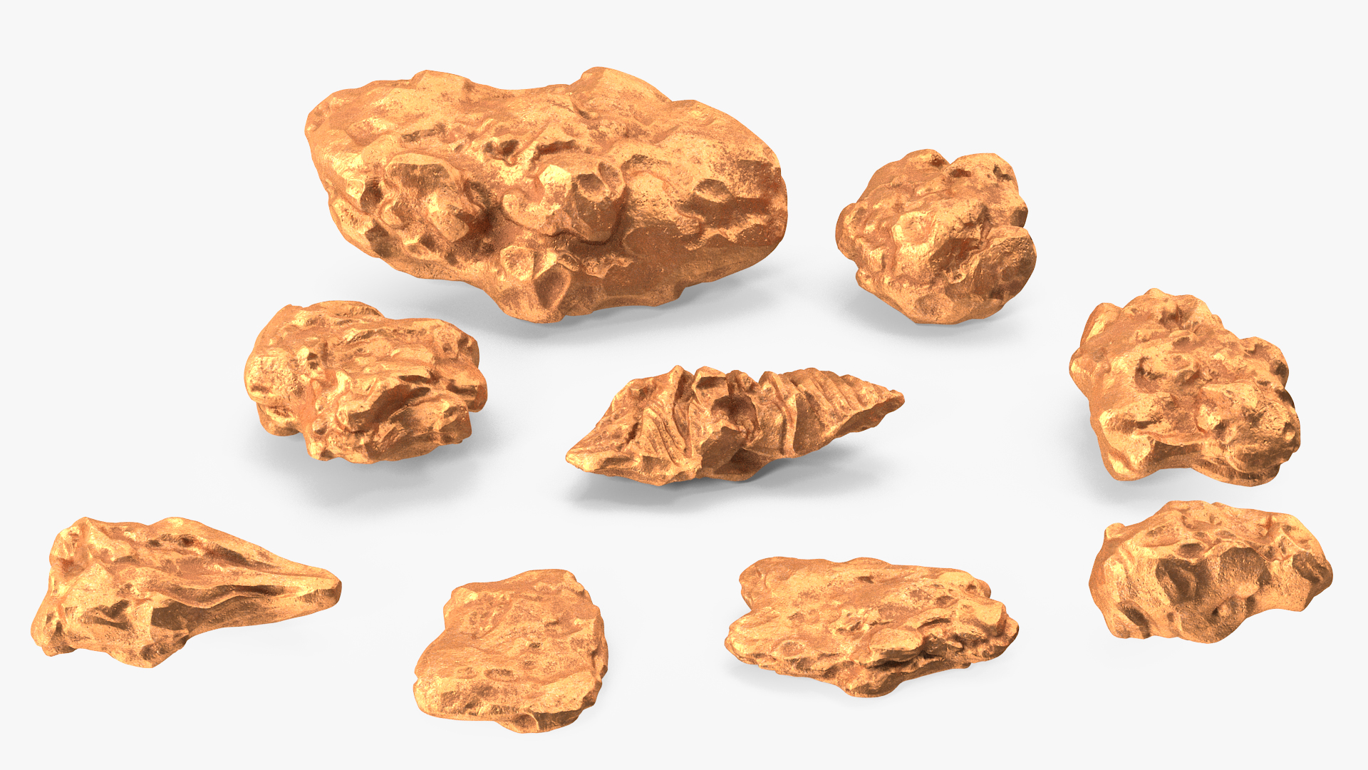 Copper Natural Minerals Stones Set 3D model