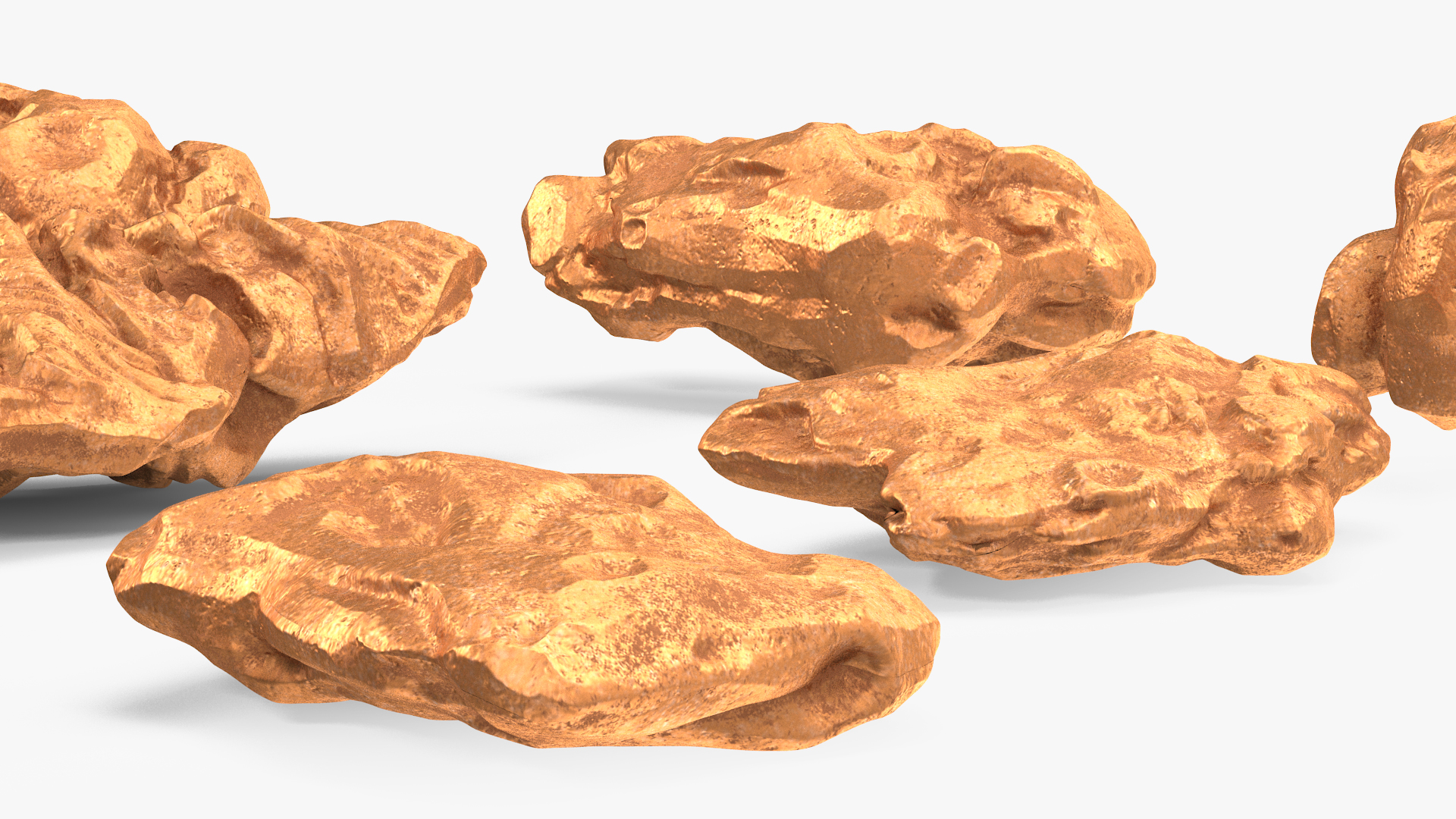 Copper Natural Minerals Stones Set 3D model