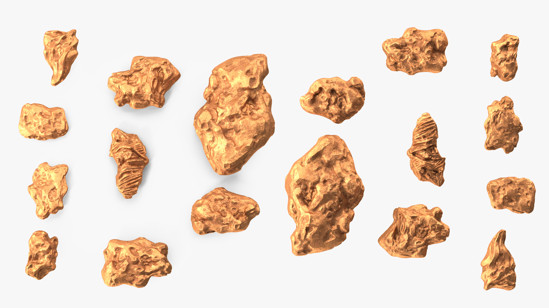 Copper Natural Minerals Stones Set 3D model