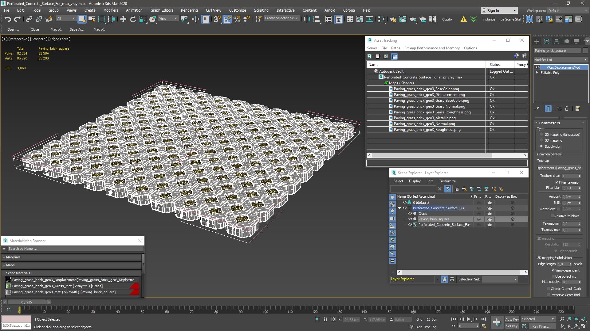 3D Perforated Concrete Surface Fur