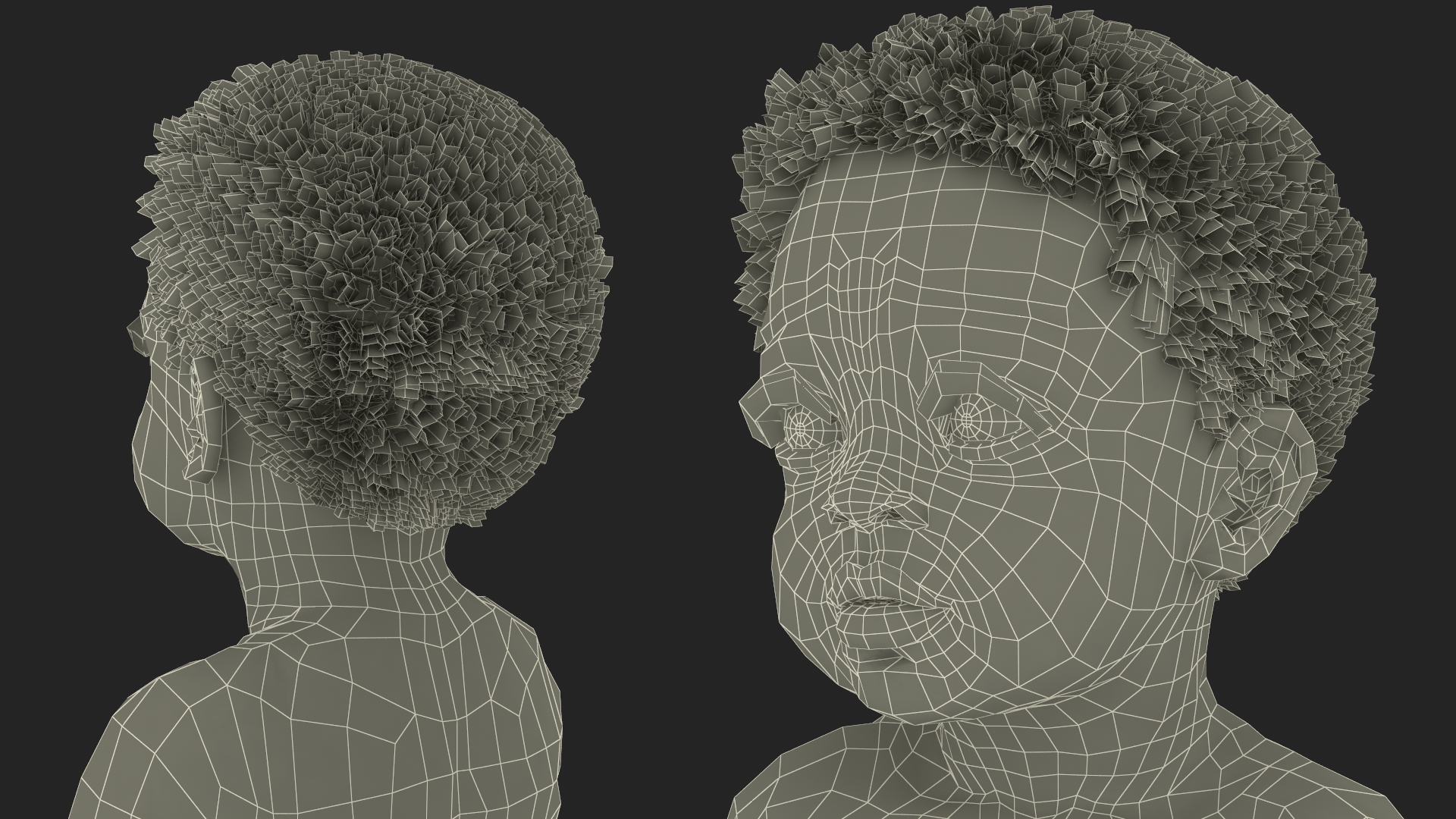 Toddler Black Boy Light Skin in Diaper Standing 3D