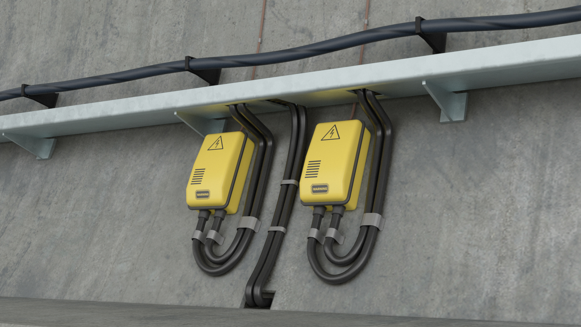 Railway Tunnel Section with Train and Worker 3D model