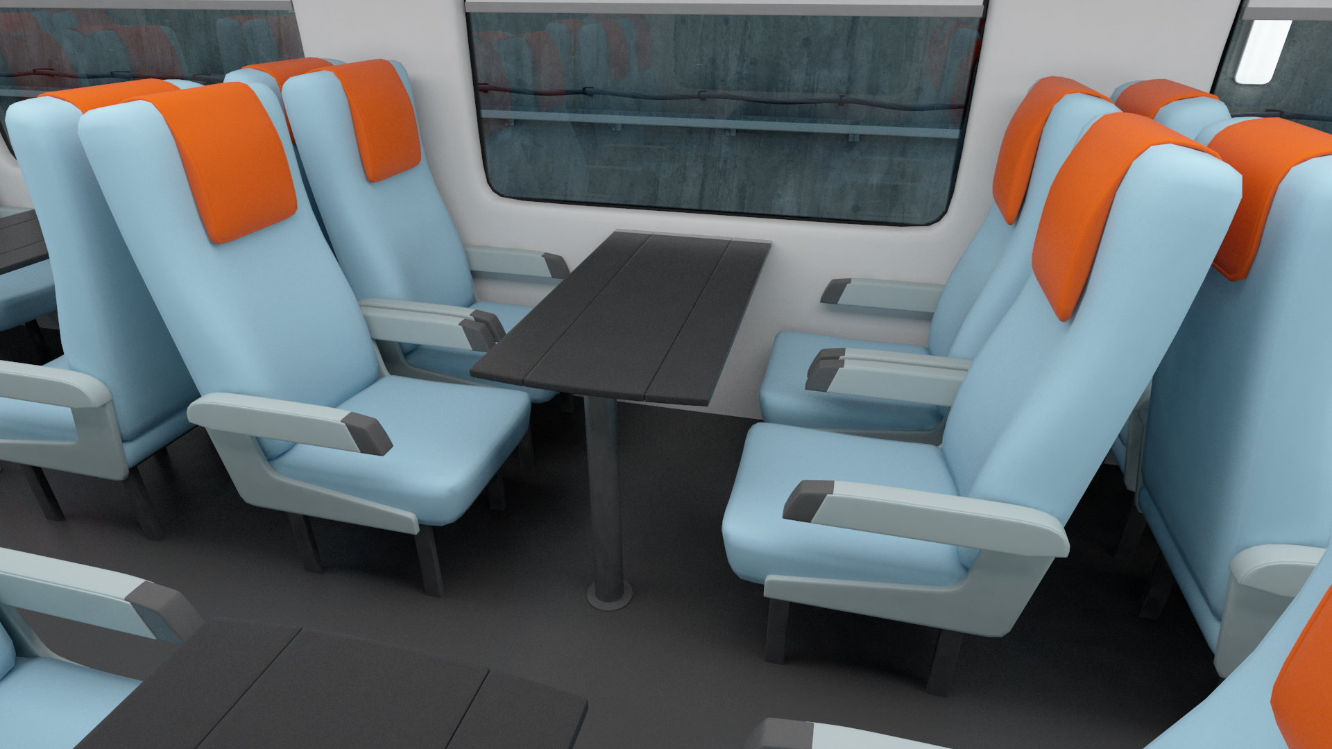 Railway Tunnel Section with Train and Worker 3D model