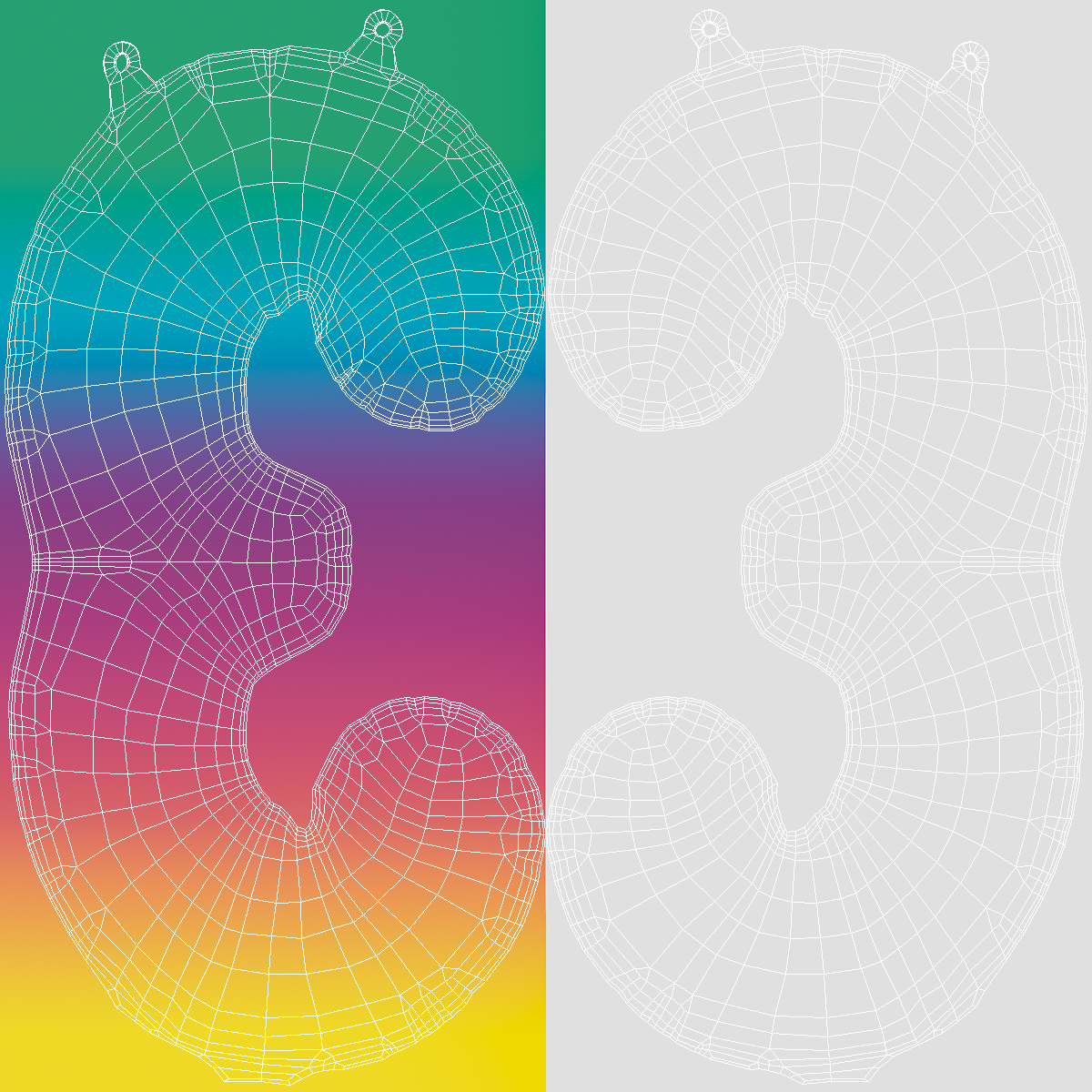 3D model Balloon Numbers 3 Rainbow