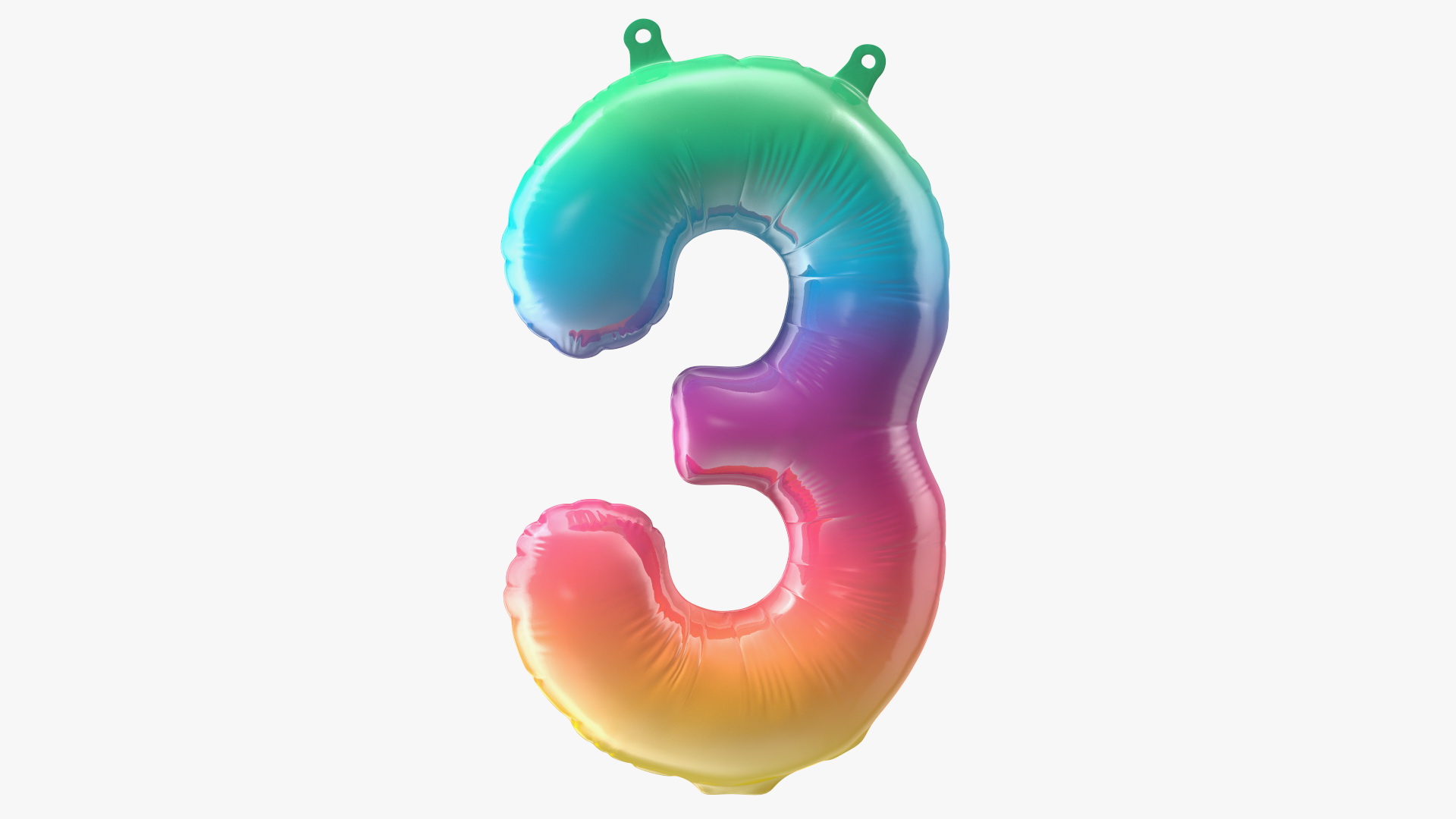 3D model Balloon Numbers 3 Rainbow