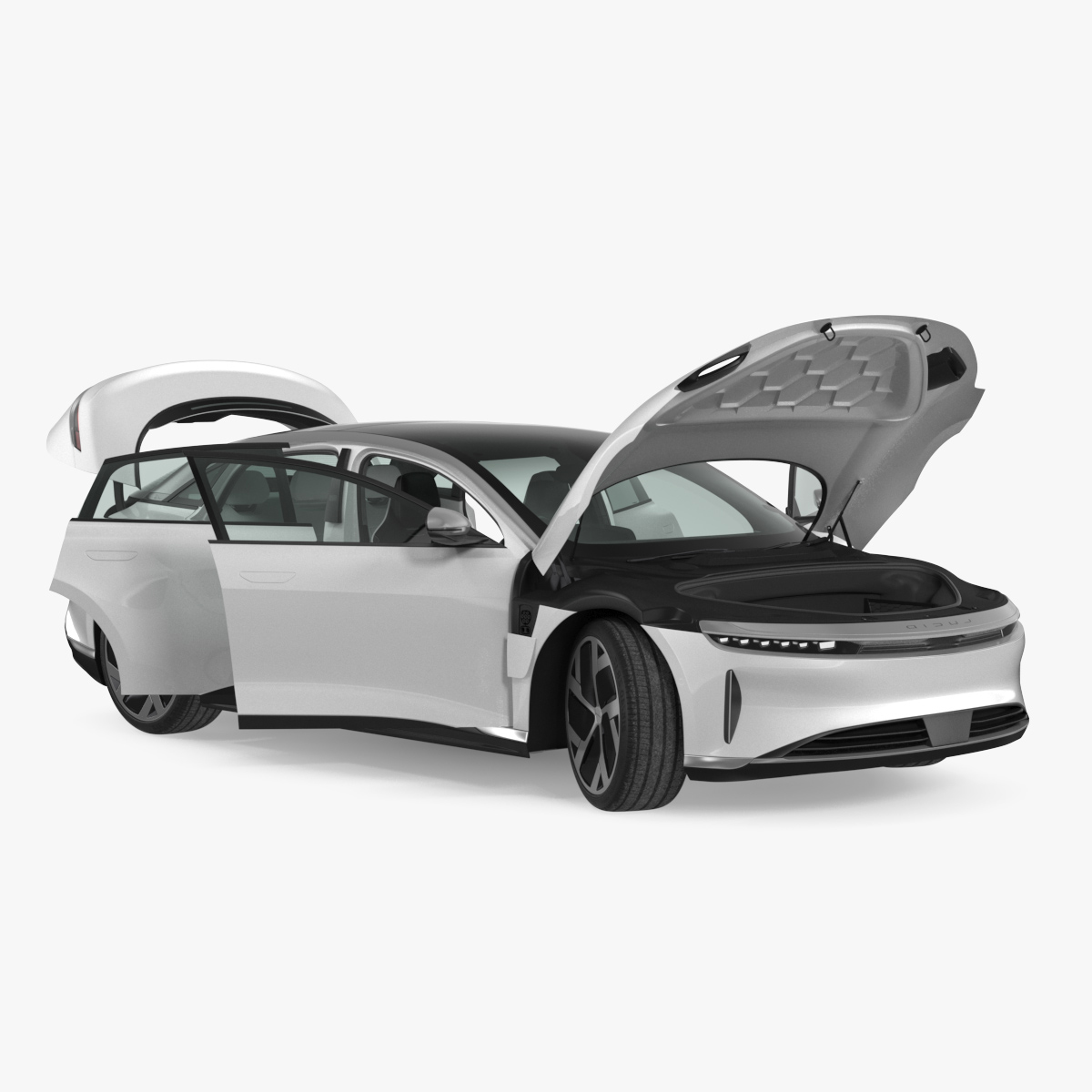 Electric Luxury Sedan Lucid Air Rigged for Maya 3D