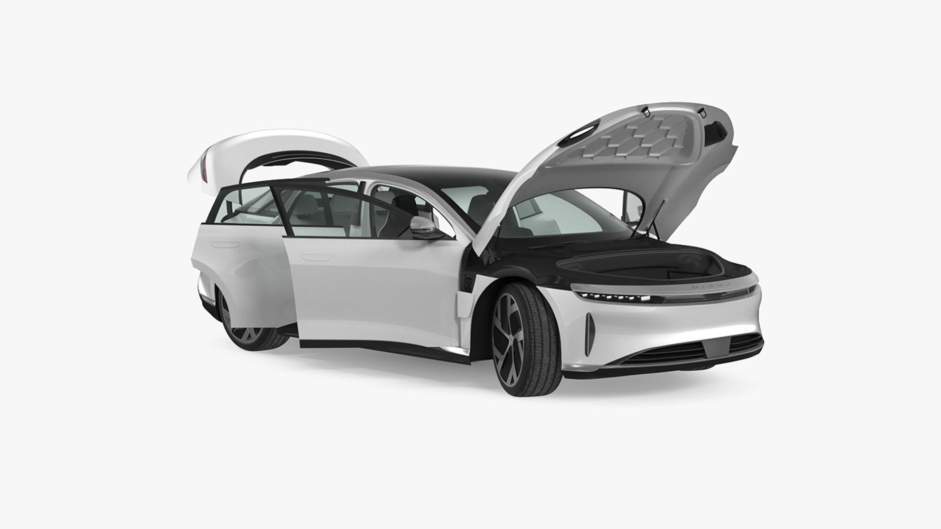 Electric Luxury Sedan Lucid Air Rigged for Maya 3D