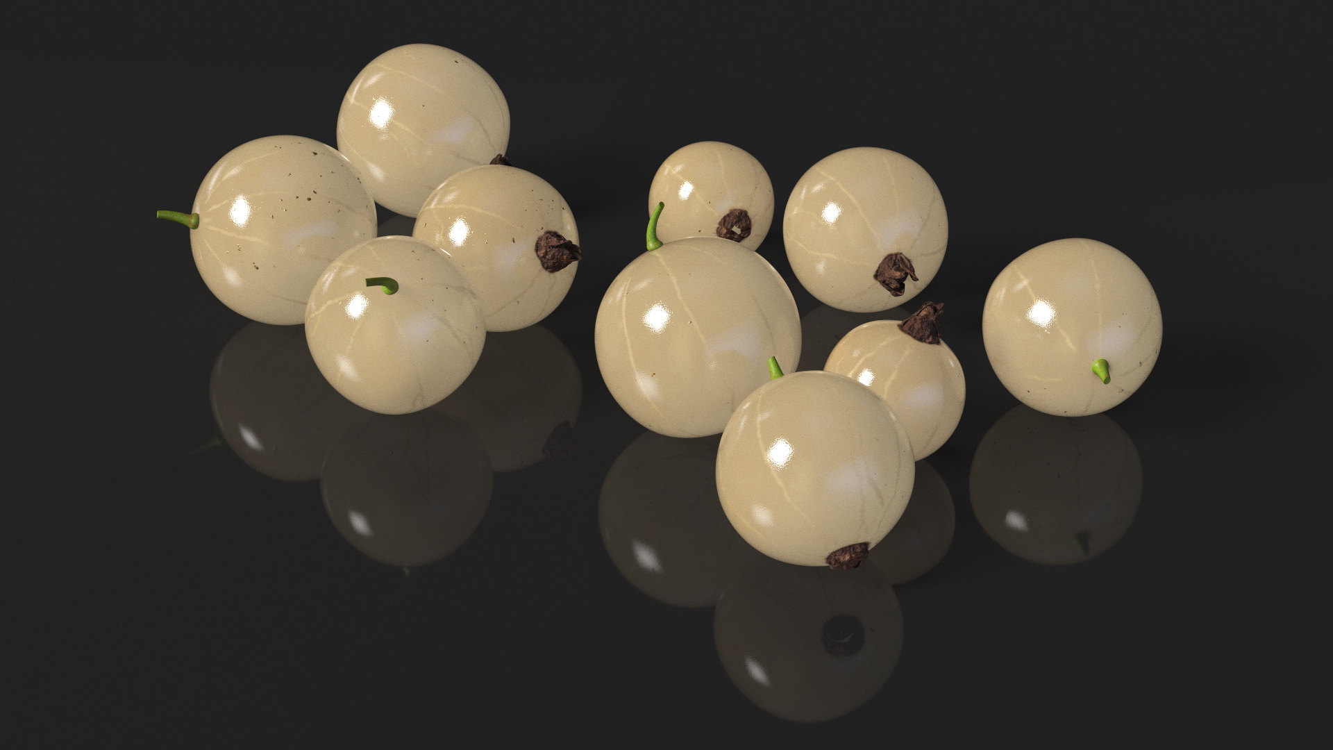 3D White Currant Berries