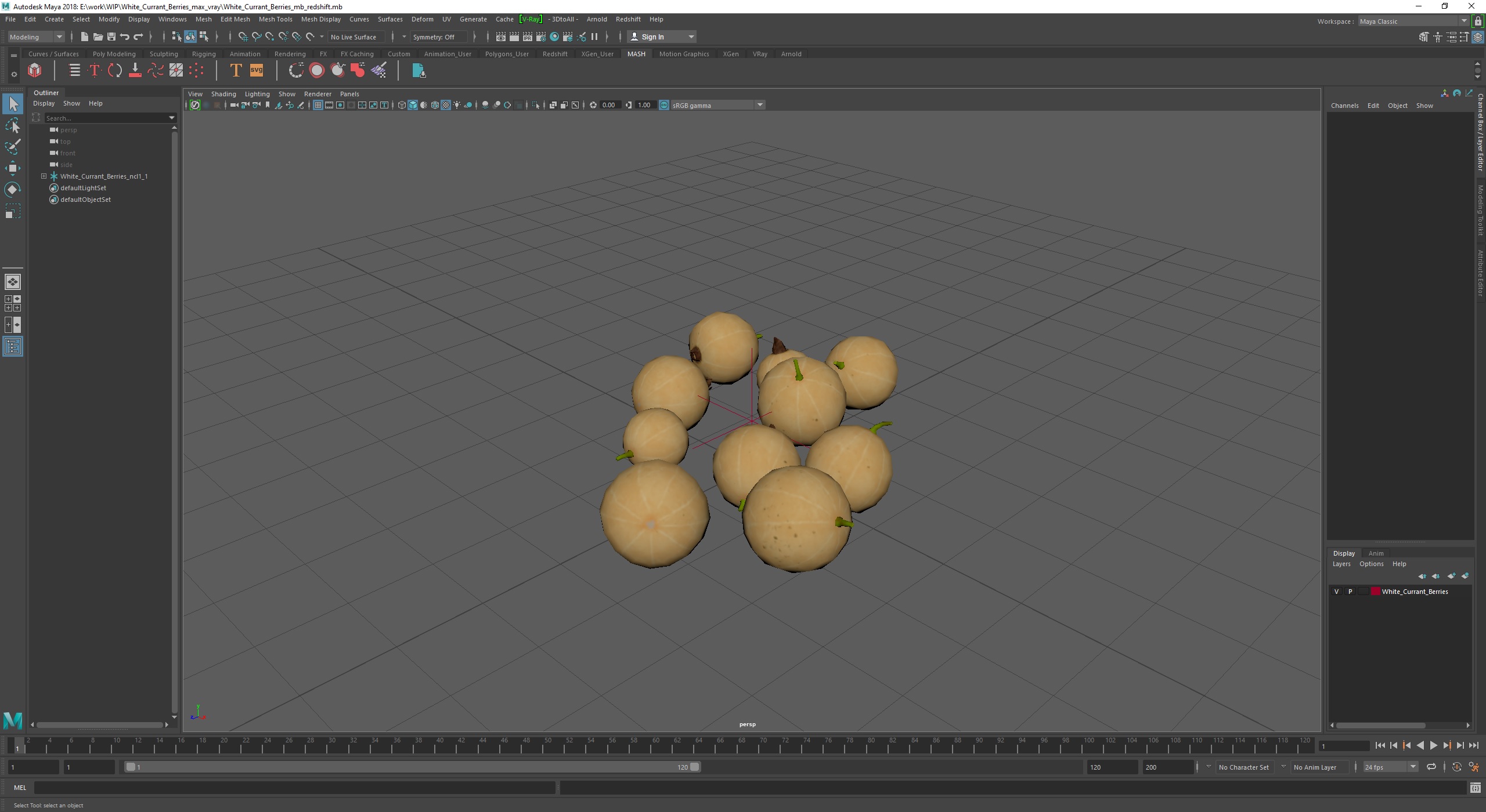 3D White Currant Berries