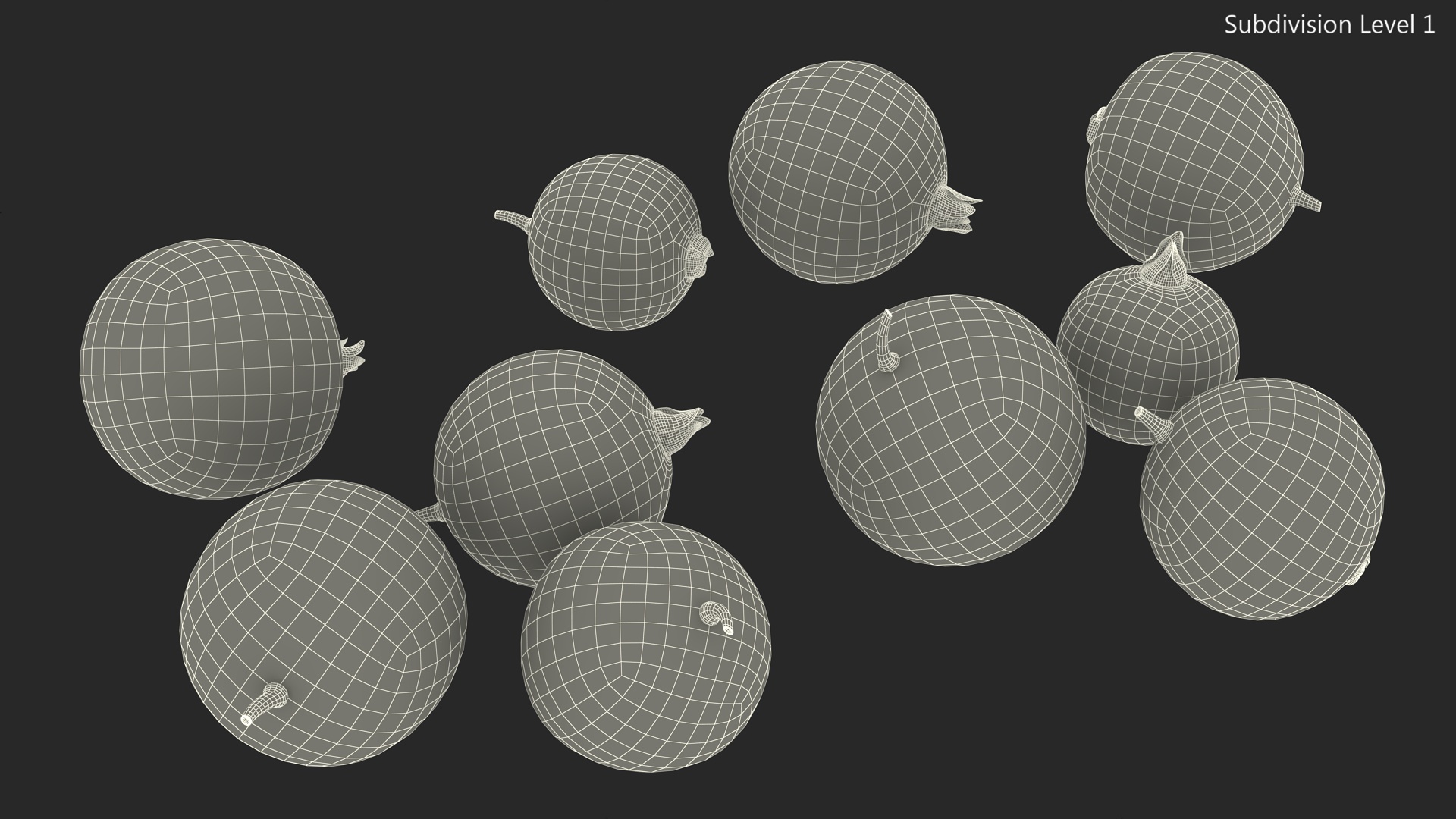 3D White Currant Berries