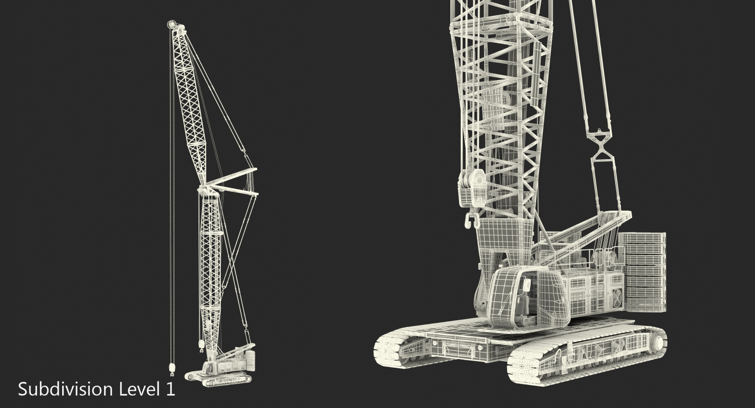 3D model Liebherr LR1250 Crawler Crane Rigged for Maya