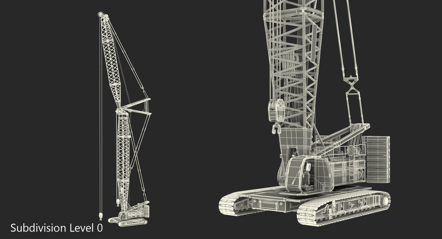 3D model Liebherr LR1250 Crawler Crane Rigged for Maya