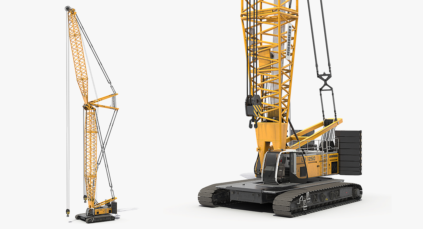 3D model Liebherr LR1250 Crawler Crane Rigged for Maya