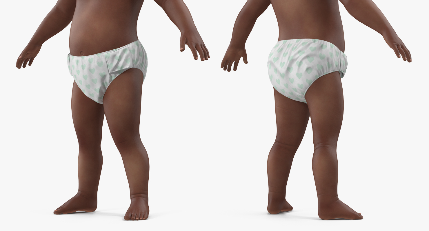 African American Baby with Fur Rigged 3D