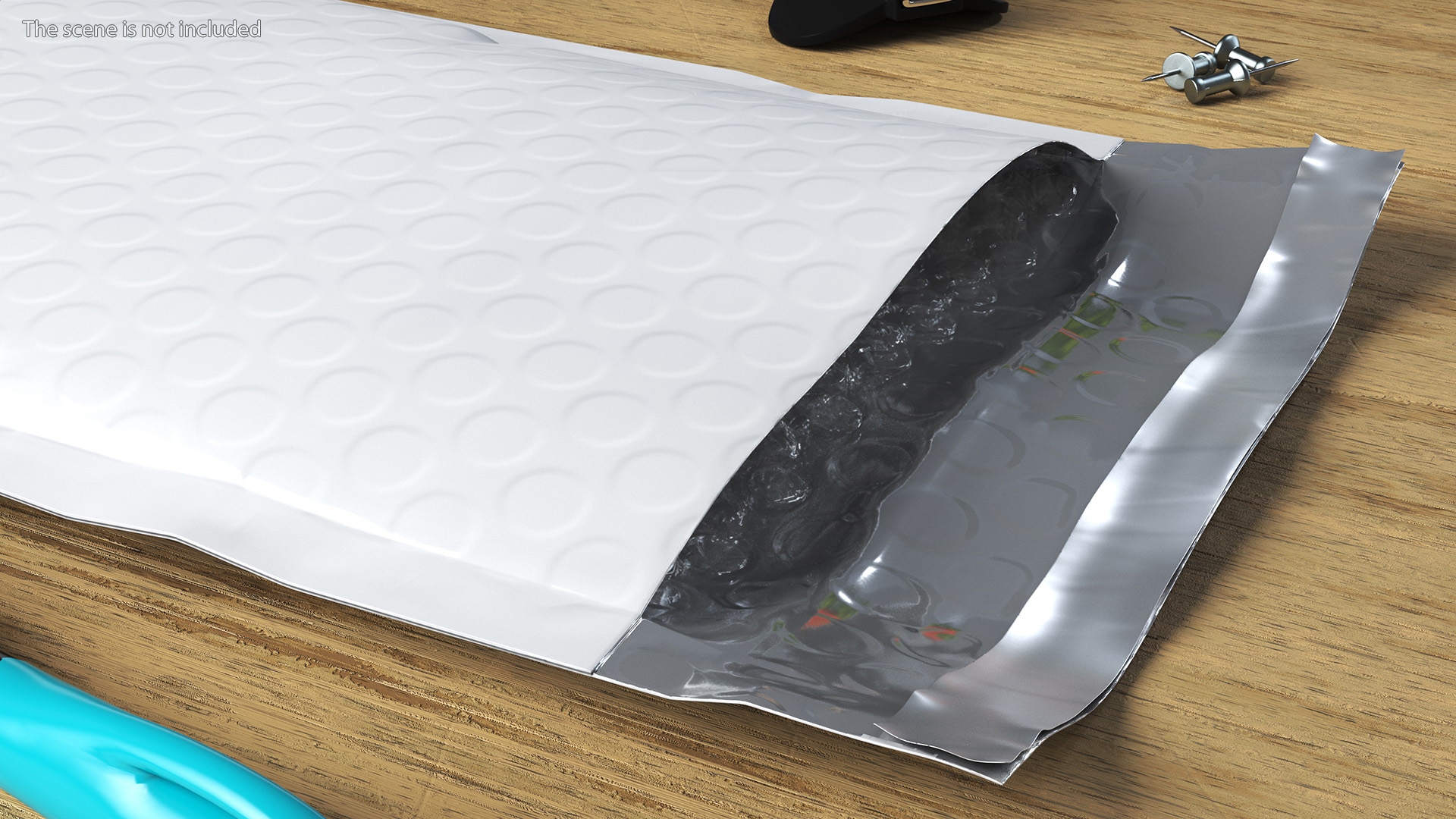 Thick Bubble Envelope White Open 3D