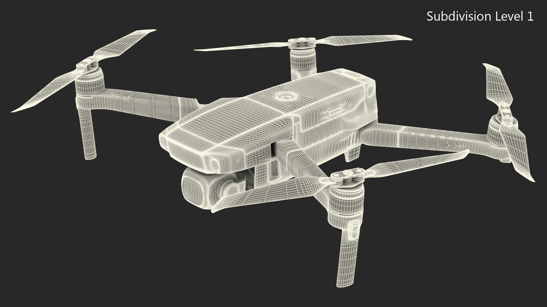 Quadcopter Aerial Drone with Gimbal Mounted Camera Rigged 3D
