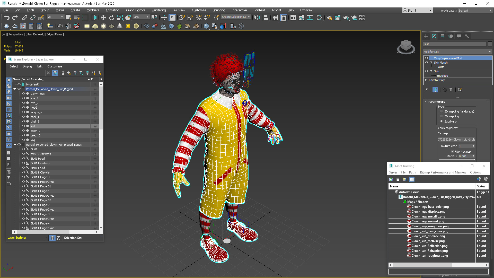 Ronald McDonald Clown Fur Rigged 3D