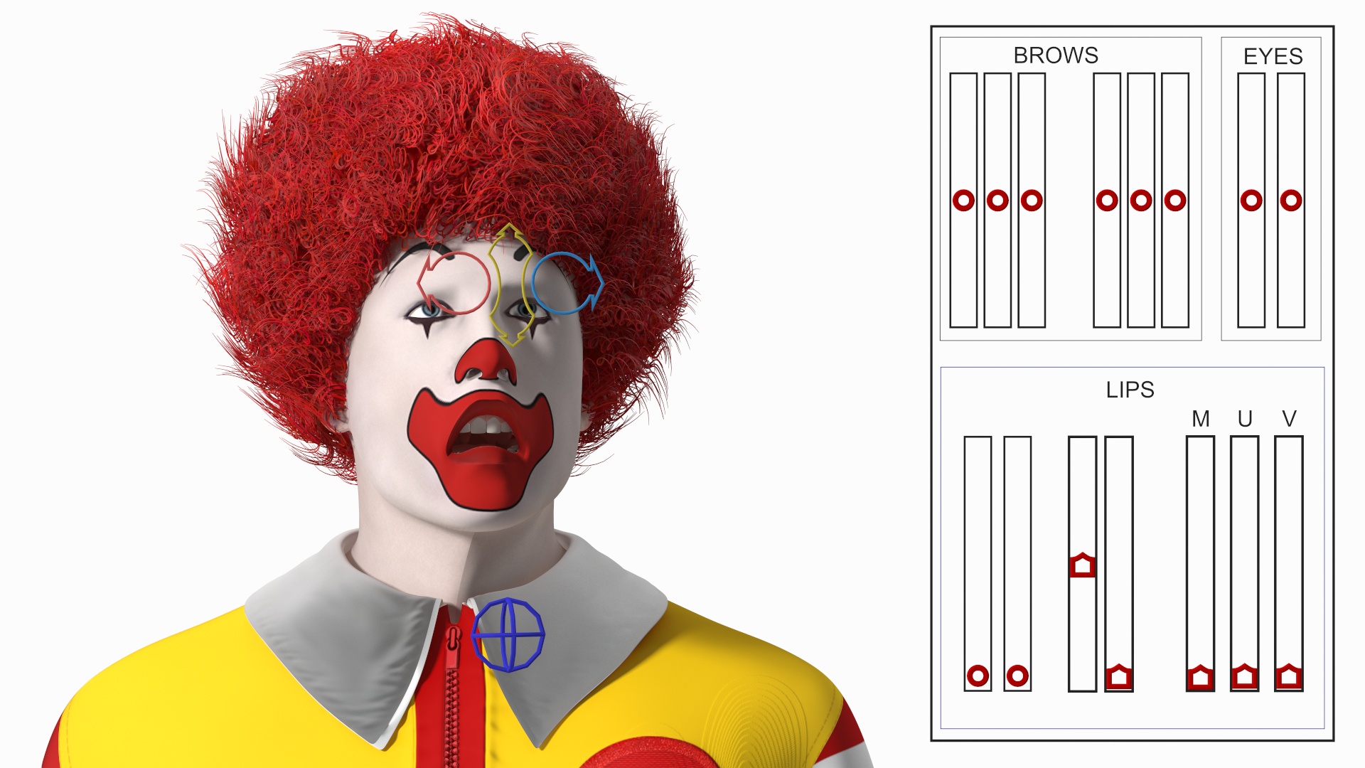 Ronald McDonald Clown Fur Rigged 3D