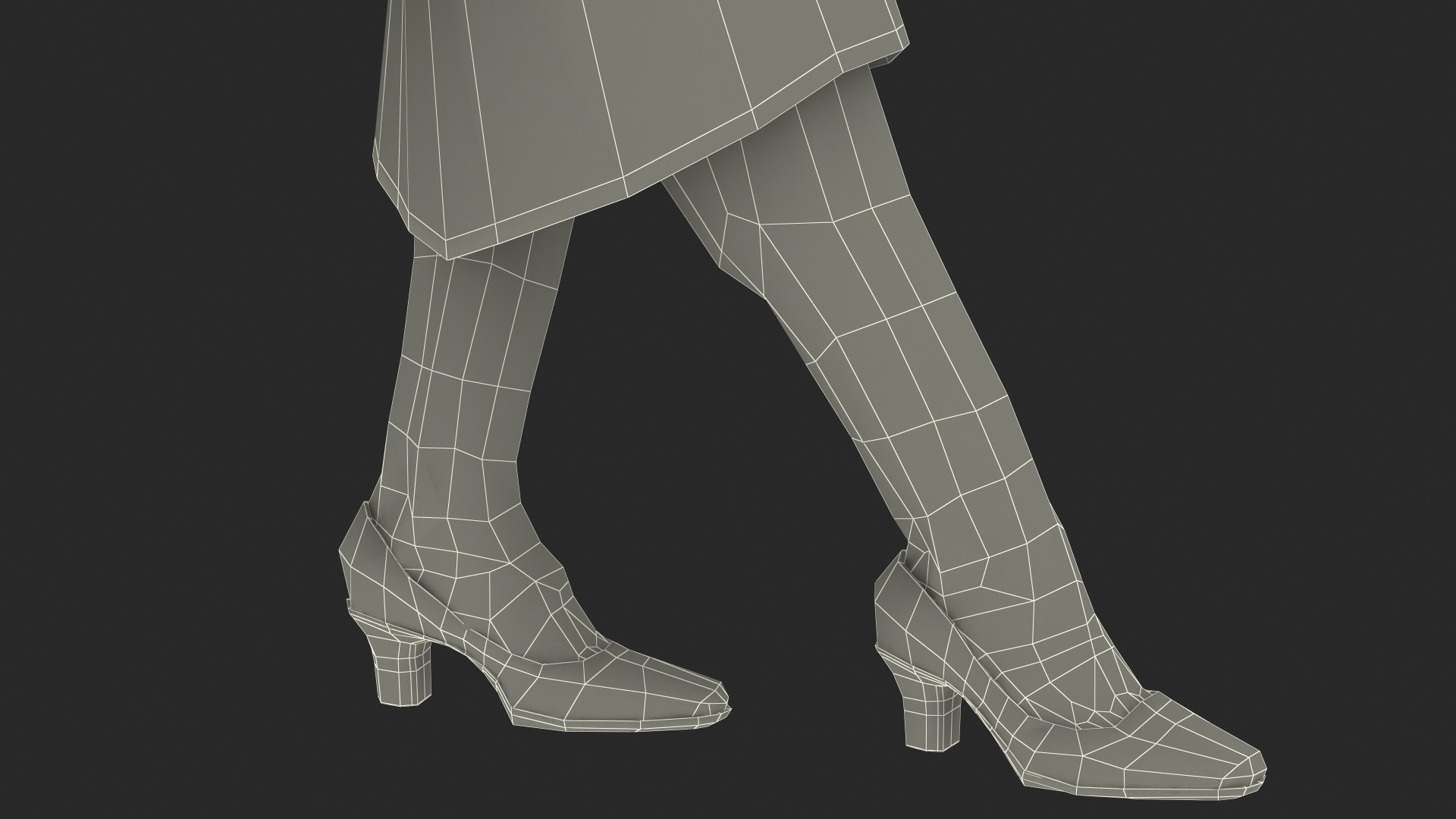 3D model Old Lady wearing Casual Party Dress