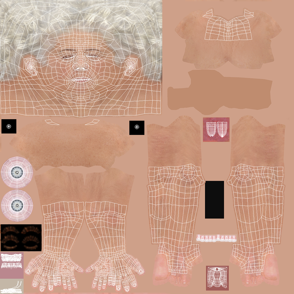 3D model Old Lady wearing Casual Party Dress