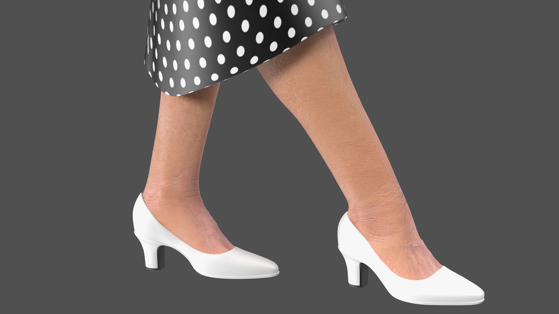 3D model Old Lady wearing Casual Party Dress