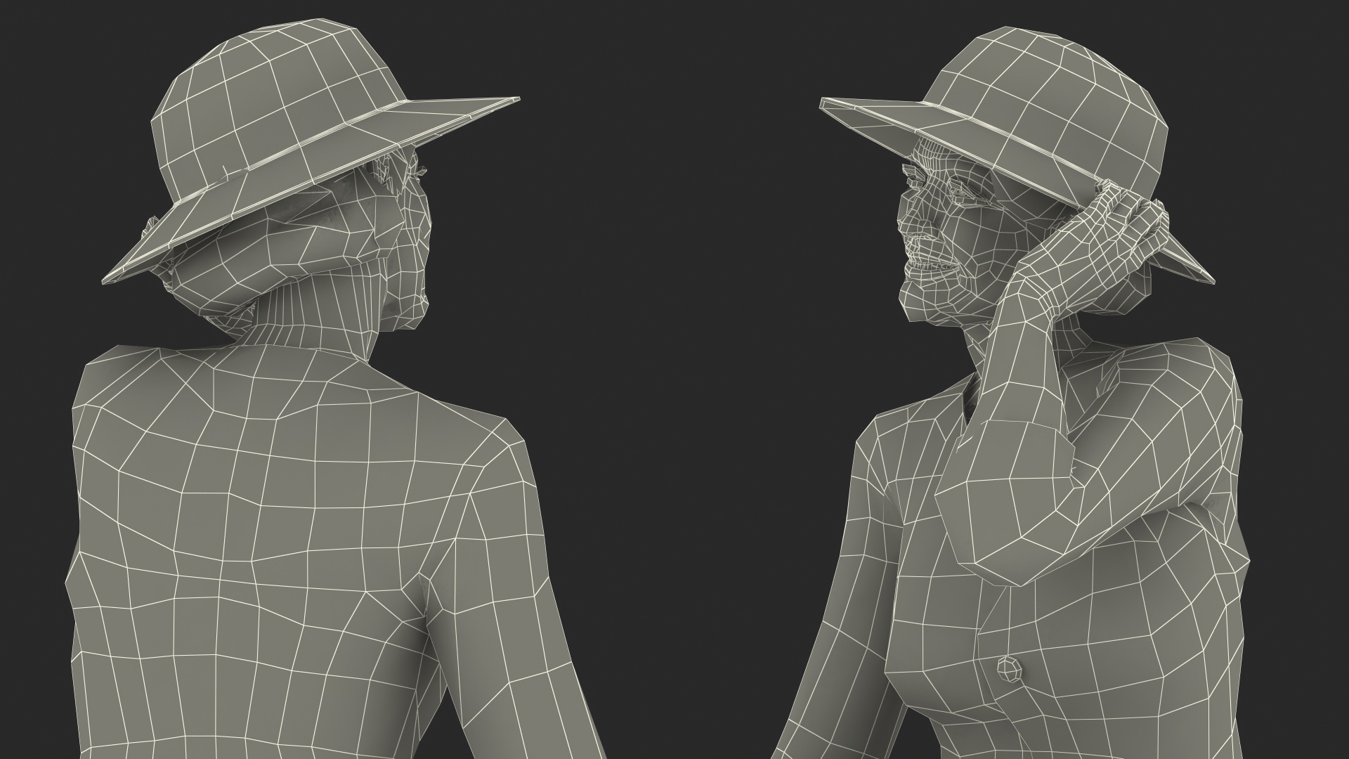 3D model Old Lady wearing Casual Party Dress