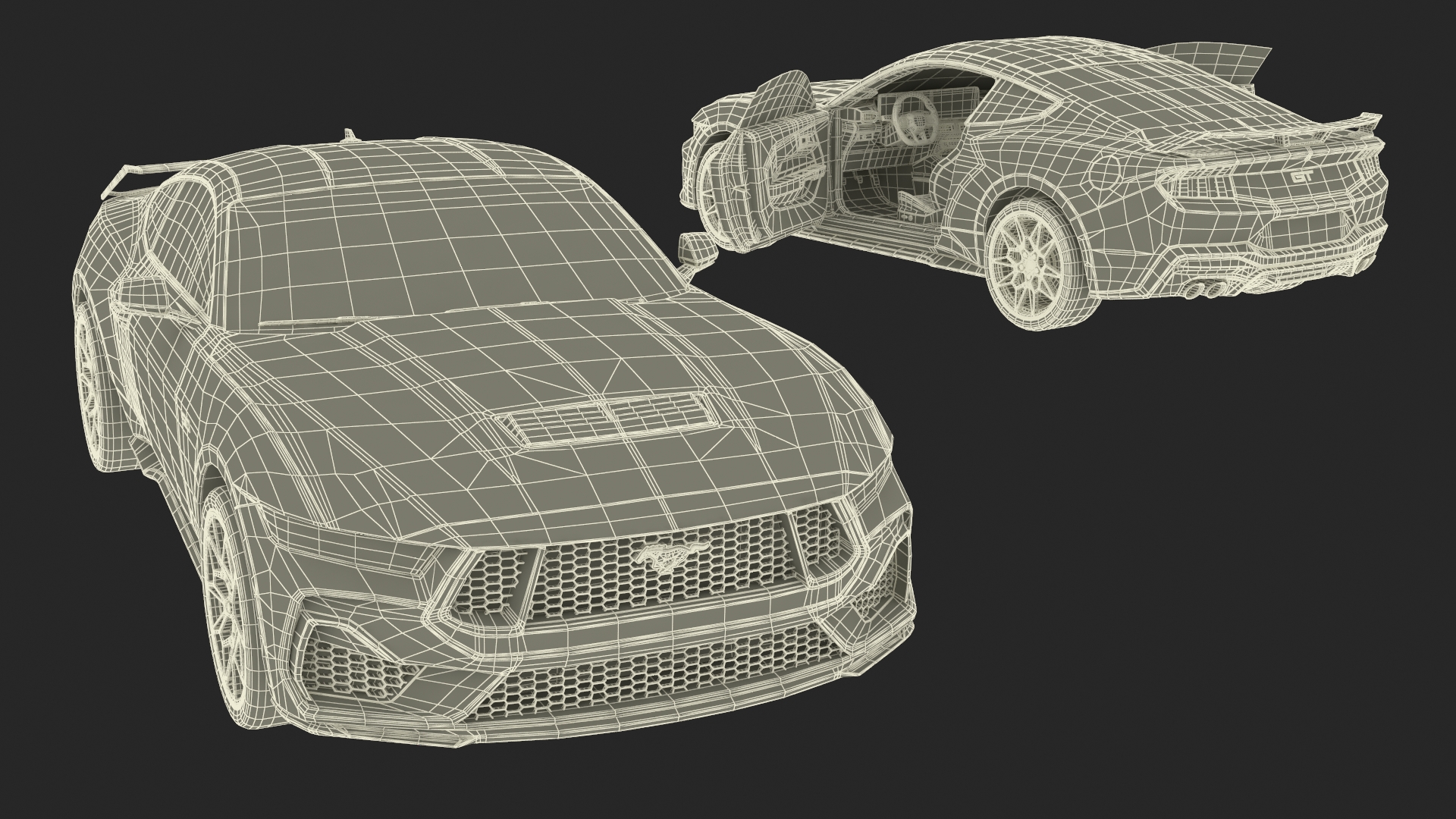 3D model Ford Mustang 2024 Green Rigged