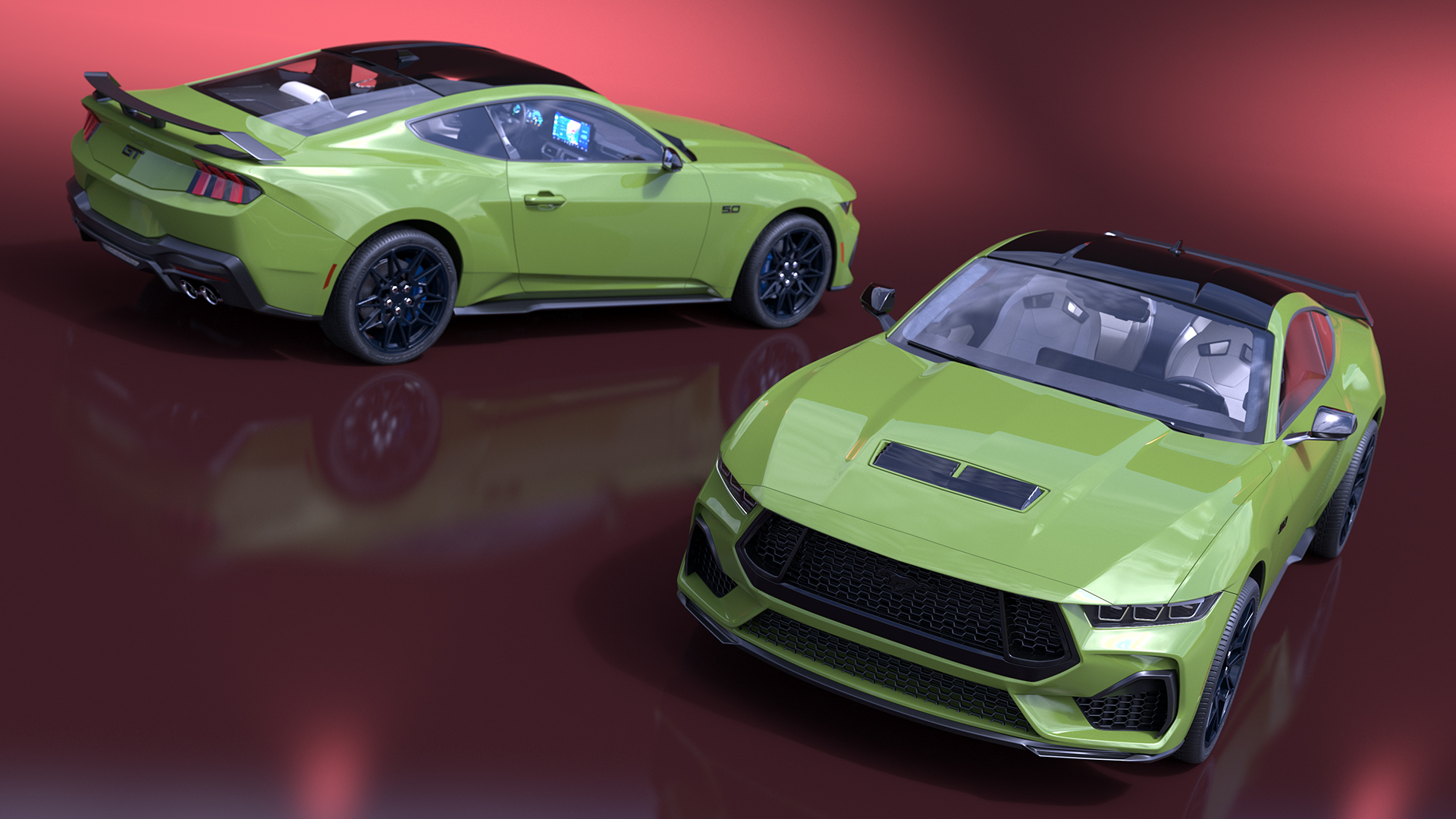 3D model Ford Mustang 2024 Green Rigged