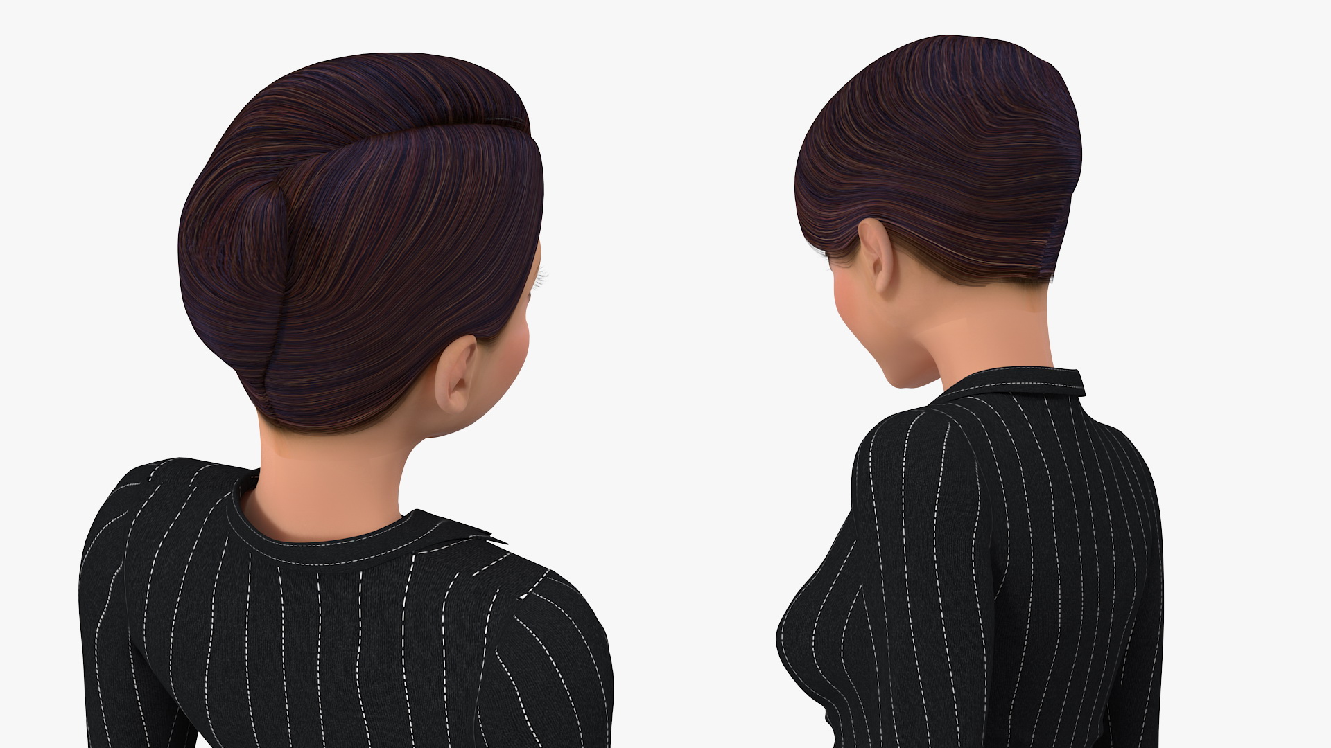 Cartoon Young Girl Office Clothes Standing Pose 3D