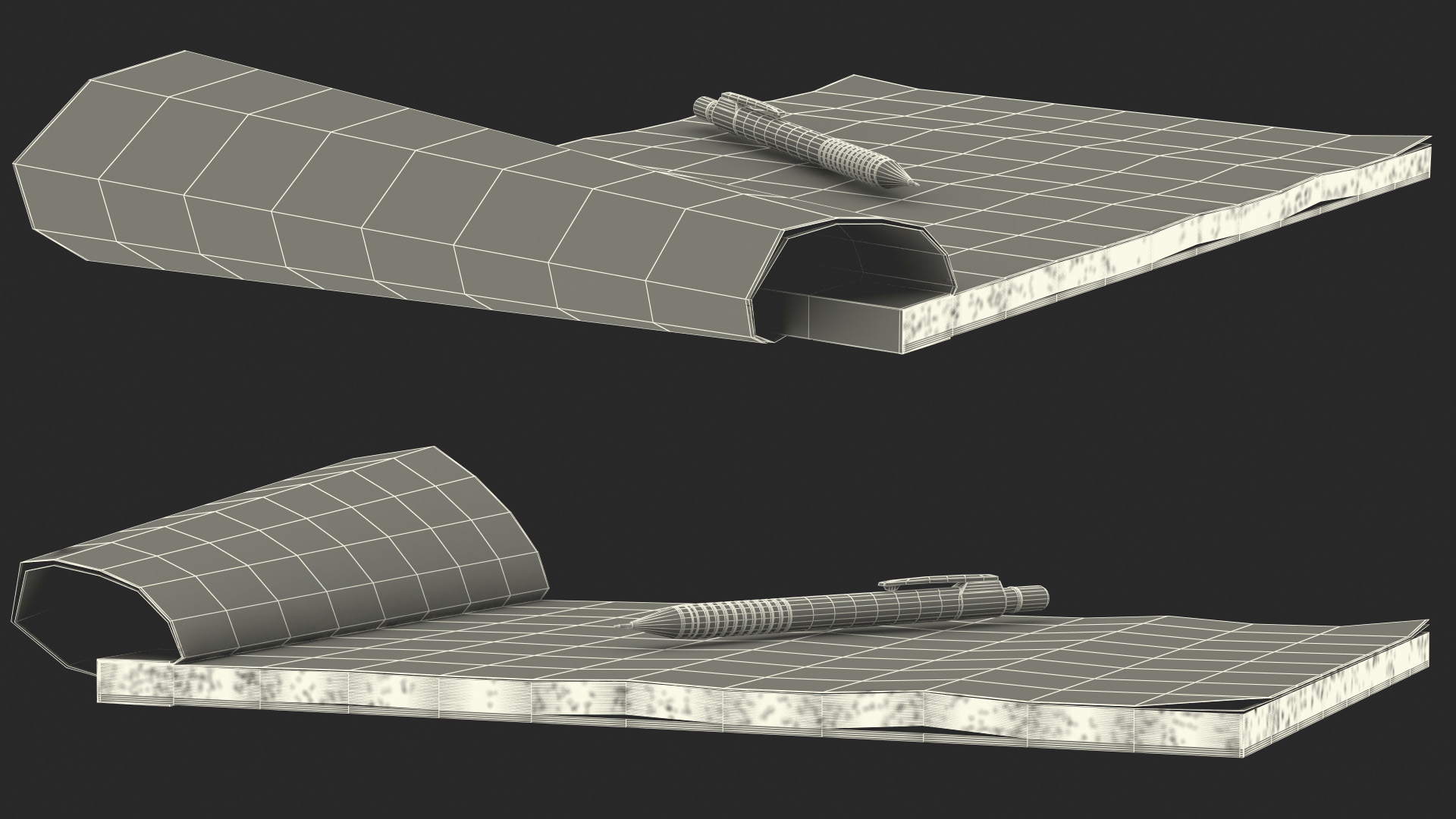 3D Paper Notebook with Pen model