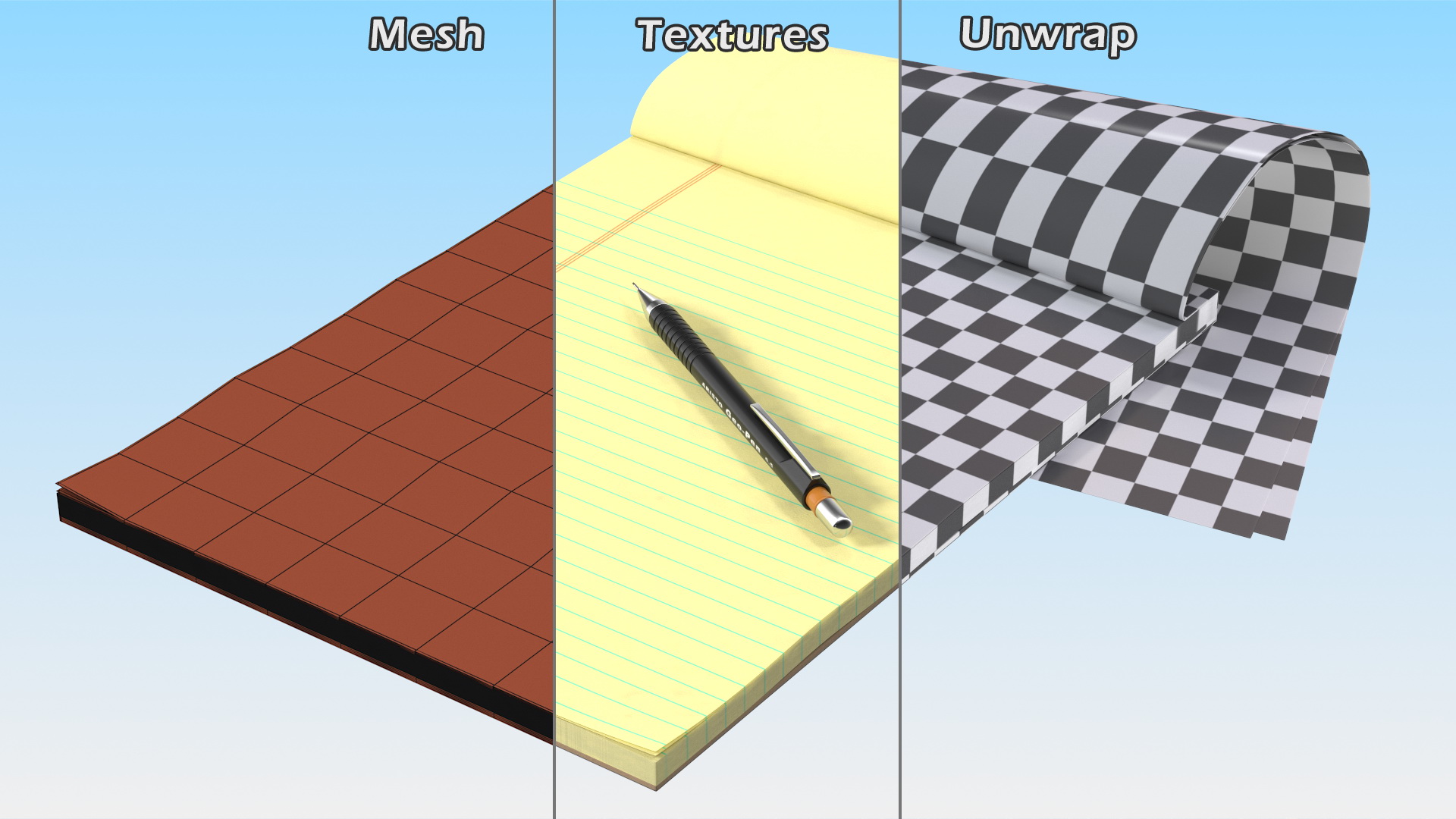 3D Paper Notebook with Pen model